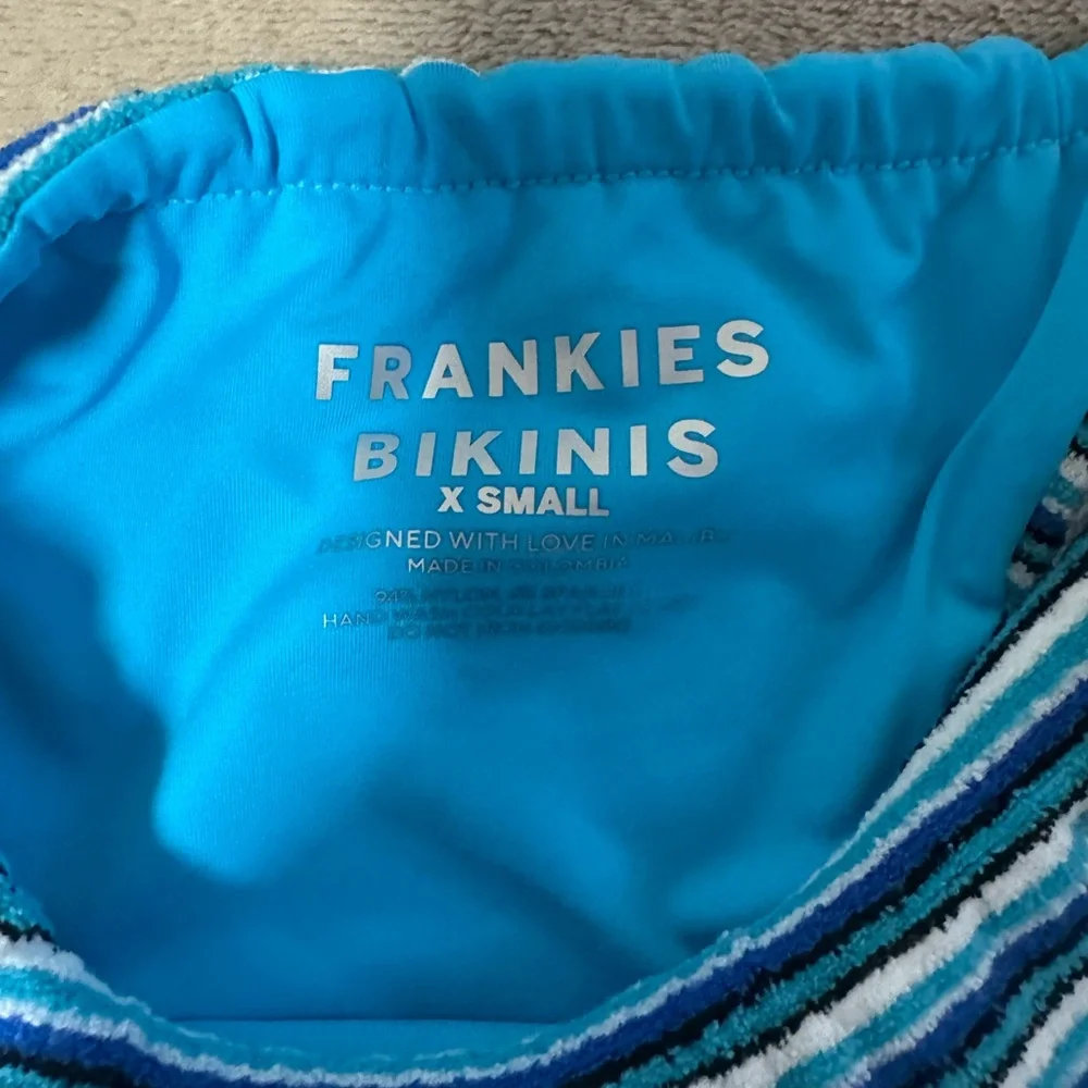 Frankie's Bikinis Terry Skimpy Bikini Bottom and Top Striped Set